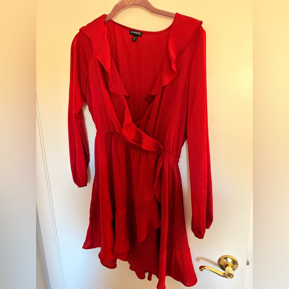 Express Vibrant Red Ruffle Dress